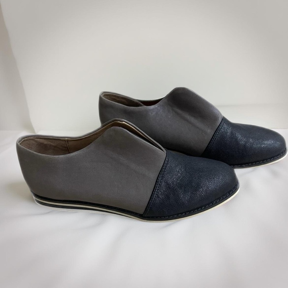Anthropologie / All Black Two-Tone Leather Slip-On Shoes